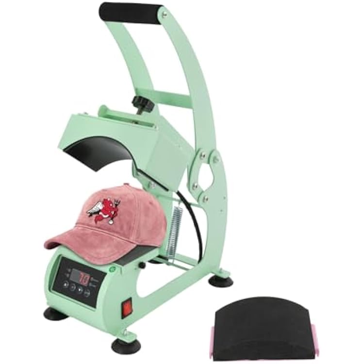 Hat Press Heat Machine for Caps with 2 Platens & Caps Stretcher, Hat Press Machine wPrecise Temp&Timer Control for Heat Transfe Vinyl, Sublimation