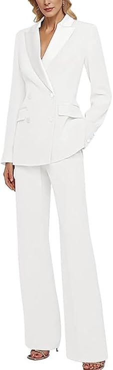 Double Breasted Womens Pant Suit Slim Fit Work Business Suit Prom