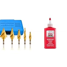 NEIKO Step Drill Bit Set for Metal and Wood (5 Piece) and Tap Magic ProTap Cutting Fluid (4 oz.)