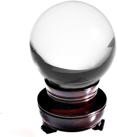 Amlong Crystal 8 inch (200mm) Clear Crystal Ball Including Wooden Stand and Gift Package