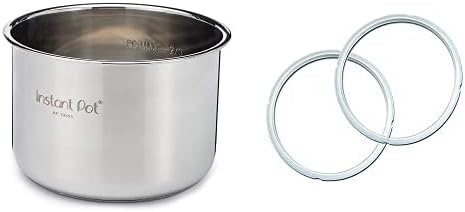 Instant Pot Stainless Steel Inner Cooking Pot 6-Qt + Instant Pot 2-Pack Sealing Ring 5 & 6-Qt