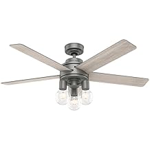 Hunter Fan Company, 51842, 52 inch Hardwick Matte Silver Ceiling Fan with LED Light Kit and Handheld Remote