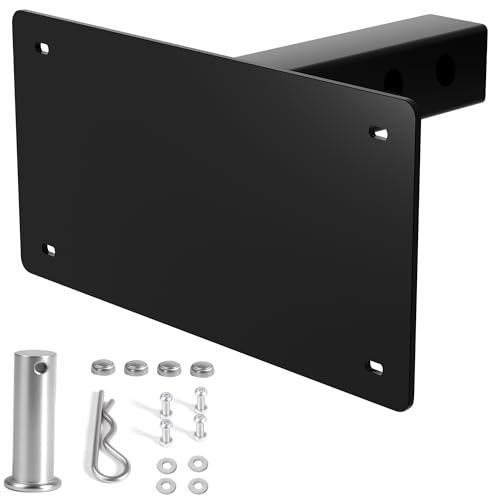 Trailer Hitch License Plate Holder Heavy-Duty License Plate Mount Compatible 2 Hitch Receivers Corrosion Resistant No-Drilling Required Universal Fit for Trucks SUV RV