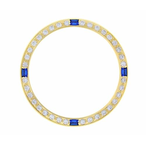 Ewatchparts Created Diamond Sapahire Bezel Compatible With 34mm Rolex Watch Oyster Perpetual Date Gold