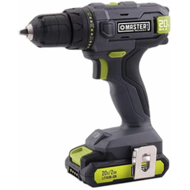 Master Mechanic ML-CD177GD-200S 20-Volt Compact Cordless Drill Kit, 38-In., Battery - Quantity 1