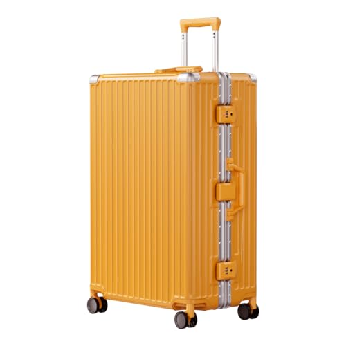 AnyZip Luggage PCABS Aluminum Frame Zipperless Checked Luggage Hard Shell Suitcase with TSA Lock Double Spinner Wheels 28 Inch Orange, AZ303