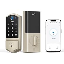 eufy Security Smart Lock C220, Fingerprint Keyless Entry Door Lock, Built-in Wi-Fi, App Remote Control, Front Door Smart Lock Deadbolt, 8Months Battery, Reliable Power, IP53, Black, Traditional