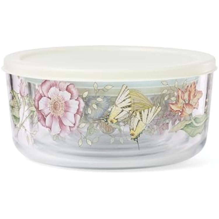 Lenox 897944 Butterfly Meadow Glass Food Storage Containers With Lids, Set Of 4