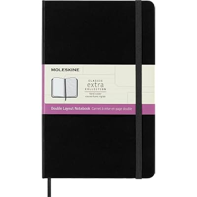 Moleskine Notebook, Ruled-Plain, Black, Large, Hard Cover 5 x 8.25