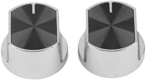 Universal Gas Stove Knob Replacement, Metal Control Switch, Silver and Black, 1.42 inch Diameter, 2-Pack