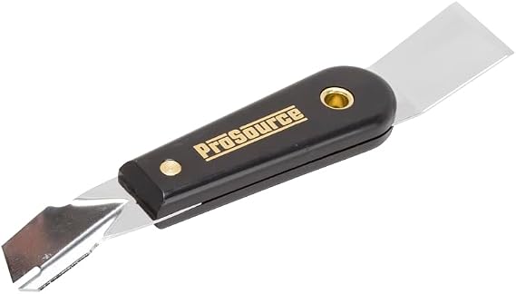 Edward Tools ProSource 2-in-1 Glazing Tool - Multi Use Tool for Scraping & Applying Push Style Glaziers Points - Polished High Carbon Steel - Solvent Proof Nylon Handle - 7 1/2" Long