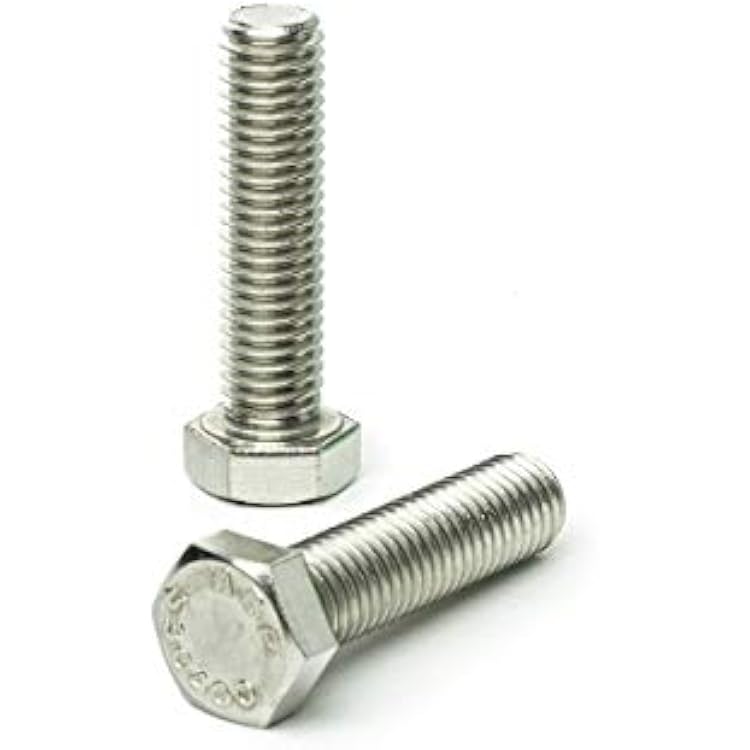 12-13 x 2 Hex Head Tap Bolt, Stainless Steel 18-8, Full Thread, Bright Finish, Flat Point, Quantity 25 by Bridge Fasteners
