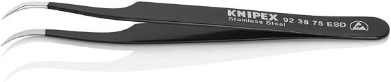 Knipex 92 38 75 ESD Precision Tweezers ESD with sickle-shaped tips