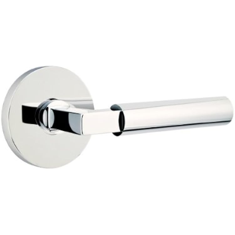 EMTEK Disk Rosette Passage Set with Matching Finish Hercules Lever - Choice of LeftRight Handing and 7 Finishes - 5109HECLHUS26 - Left Handed LH - Polished Chrome US26