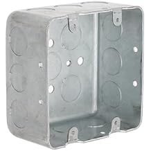 RACO 680 2-Device, 2-1/8-Inch Deep, 1/2-Inch Side Knockouts 4-Inch Square Switch Box, Drawn