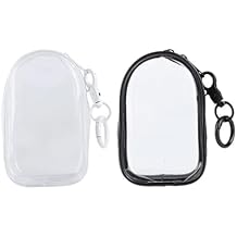 2 Pack Clear Figure Display Bag with Hanging Hook Display Keychain Wallet Figurine Carrying Case Protective Pouch for Collectibles Backpack Decor Trinkets Boys Girls Bag Charms Purse Handbags