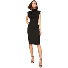 Trendyol Womens Standing Collar Cap Sleeve Black Dress