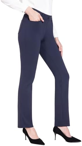 baleaf Womens Yoga Dress Pants Stretchy Work Slacks Business Casual Straight LegBootcut Pull on Trousers w 4 Pockets