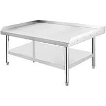 Commercial Stainless Steel Equipment Stand - 60"x30"x24" with 1000Lb Top Shelf & Adjustable Legs - 2" Spill Containment for Restaurant Kitchens, Hotels, Food Trucks