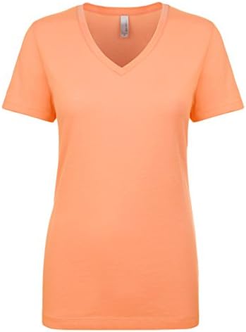 Next Level Womens Lightweight V-Neck Jersey T-Shirt, X-Large, Light Orange