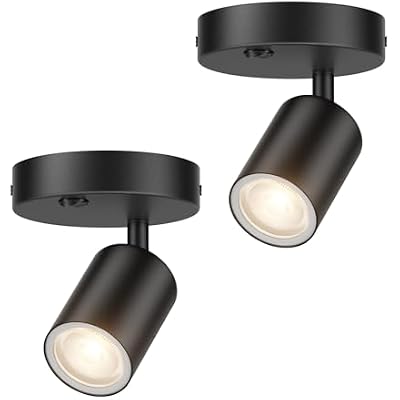 2-Pack Directional Flush Mount Spot Light Dimmable Ceiling Spotlight Indoor LED Spot Lights Adjustable Wall Spotlight Focus Light Accent Light Fixture for Living Room, Black, GU10 Bulb Not Included