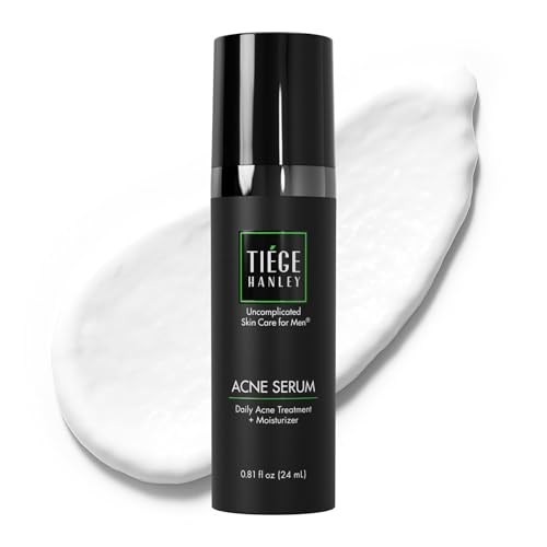 Tiege Hanley Acne Serum for Men, Facial Serum with Salicylic Acid, Granactive Complex & Tea Tree Oil for Blackheads, Visible Pores & Uneven Tone, Moisturizer for Oily Skin, Mens Skin Care, 0.8 fl oz