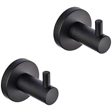 Matte Black Stainless Steel Clothes Hook Suitable for Bathroom Kitchen Bedroom(2 Packs)