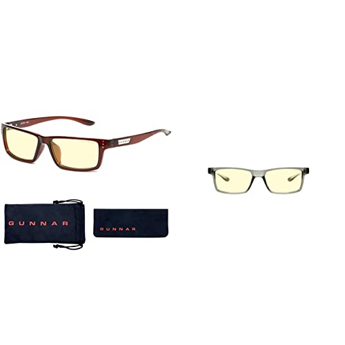 Gunnar - Premium Gaming and Computer Glasses - Blocks 65% Blue Light - Riot, Espresso, Amber Tint & Premium Gaming and Computer Glasses - Blocks 35-98% Blue Light - Vertex
