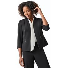 Kasper Women's Kasper Petite Cardigan-style Blazer With Rolled Cuff Sleeves, Black