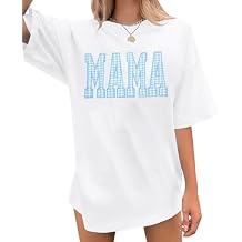 EGELEXY Women Oversized Tshirt Auntie Shirts Mama Outfit Aunt T-Shirts Holiday Short Sleeves Tees