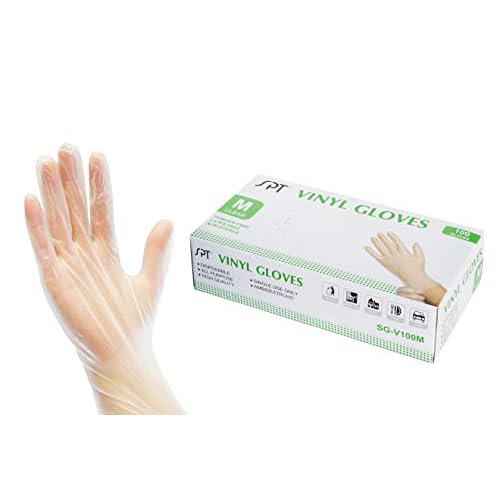 SPT SG-V100M-10: Vinyl Disposable Gloves - Medium 10 Boxes of 100 Gloves, 1,000 gloves
