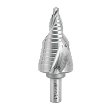 Industrial HSS Step Drill Bit 7/8'' to 1-1/8'' with 3/8'' Shank, Unibit Double Spiral Flute for Metal, Stainless Steel, Aluminum, Plastic