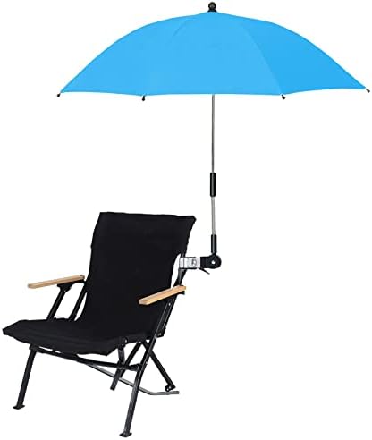 Chair Umbrella, Universal Clamp, Portable Sun Umbrella for Beach Chair, Golf Cart, Stroller, Bleacher #2 - Black, Blue
