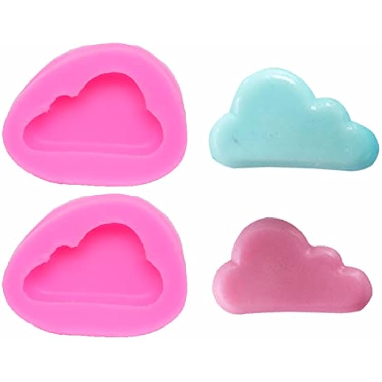 2Pcs Mini Size Cloud Silicone Molds for DIY Fondant Candy Making Chocolate Mold Desserts Ice Cube Gum Clay Biscuit Plaster Resin Cupcake Topper Cake Border Decor Moulds