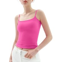 PUMIEY Women's Square Neck Tank Top Adjustable Spaghetti Straps Sleeveless Basic Tops Sharp Collection