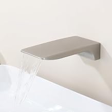 Waterfall Tub Spout Bathtub Spout for Bathtub Faucet SUS304 Stainless Steel & Solid Brass Bathroom Tub Faucet Replacement High Flow Shower Spout Brushed Nickel Wall Mount, TS4-BN