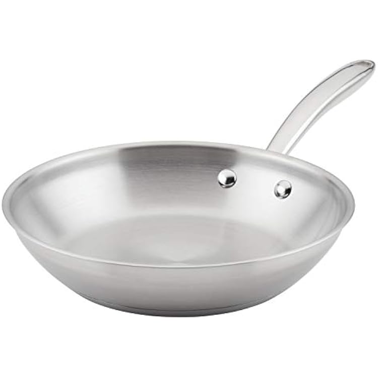 Rachael Ray Professional Stainless Steel, Compatible with All Cooktops, Induction Ready, Dishwasher and Metal Utensil Safe, 10-Inch Frying Pan