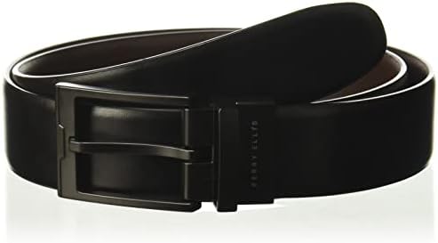 Perry Ellis Men's Portfolio Reversible Cap Faux Leather Dress Belt Black & Brown