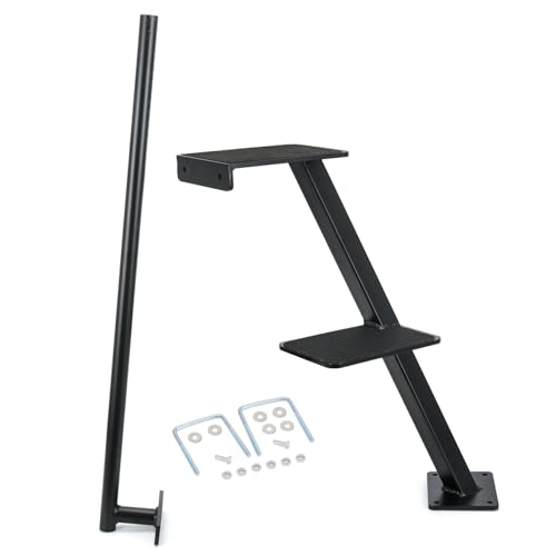 Dual Step Bass Boat Trailer Steps Fit for Most Bass Boats & Trailers Folded Boat Trailer Ladder WPre-Installed Anti-Slip Grip Tape Non-Slip Surface 2 Steps