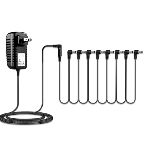 ENO MUSIC Guitar Pedal Power Supply Adapter 9V DC 1A Tip Negative 8 Way Daisy Chain Cables for Guitar Effects Pedal