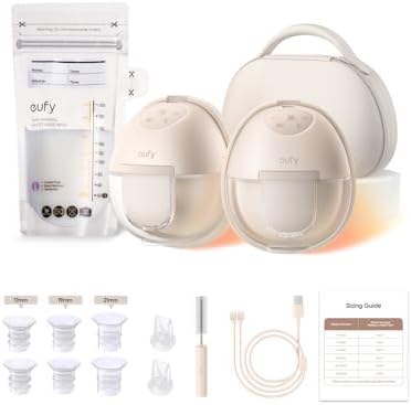 eufy Heated Wearable Breast Pump S1 Pro with Milk Storage Bag, Slim Hands-Free Breast Pump with Industry-Leading HeatFlowTM Tech, Wireless Charging Case, App-Controlled OptiRhythmTM, in-Bra Use