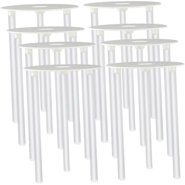 Angoily 8 Sets Cake Dowel Rods for Tiered Cakes - 8 Inch Separator Plates & Support Straws - White Plastic Piling Columns for Stacking Multi-Layer