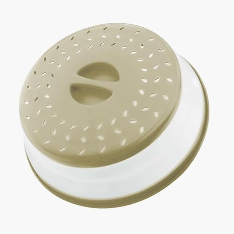 Collapsible Microwave Splatter Cover, Microwave Plate Cover With Steam Vent10.5 IN,Beige grey