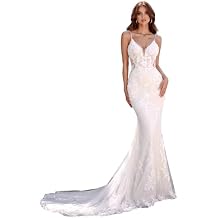 zcbang Mermaid Wedding Dresses for Bride 2026 White Beach Boho Lace Bridal Gowns with Train
