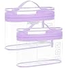 BAGSMART TSA Approved Toiletry Bag, 2 Pack Clear Makeup Cosmetic Bag Organizer, Quart Size Travel Bag for Toiletries, Carry-on Travel Accessories Essentials, Purple-2pcs