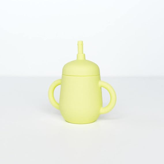 TushBaby Training Straw Cup for Kids- Ergonomic Handles, BPA & PVC Free, Dishwasher Friendly, Lightweight and Sturdy, (Yellow)