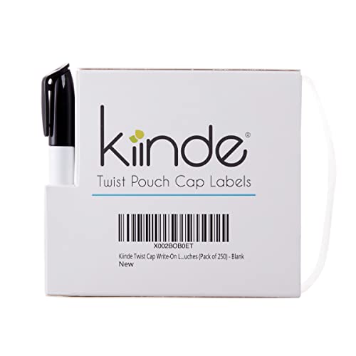 Kiinde Twist Cap Single-Use Write-On Labels for Breast Milk and Baby Food Storage Pouches Pack of 250 - Includes Label Dispenser with Marker and Marker Holder - Blank