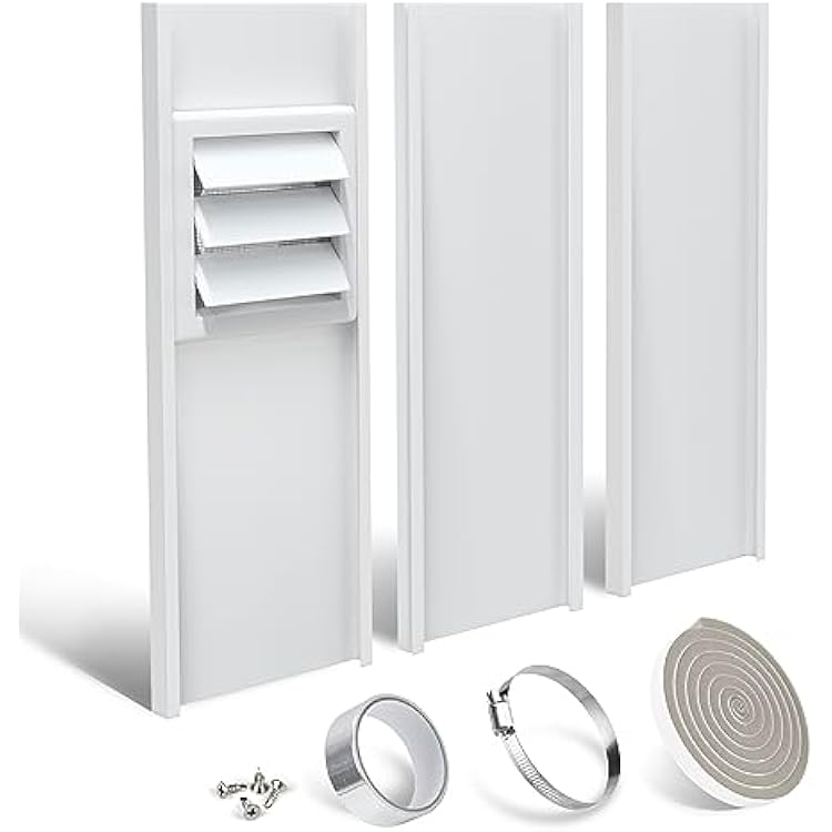 LBG Products Dryer Vent Window Kit with Self-closing Vent Cover with Screen for 4 Diameter Dryer Vent Hose,Adjustable Window Seal Plates Kit for Sliding Windows and Hung Windows,Up to 47 inches