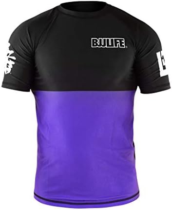 CompLite Ranked Rash Guard | Short Sleeve | No GI Brazilian Jiu Jitsu | MMA BJJ Wrestling Training Water Sports | Purple | Large