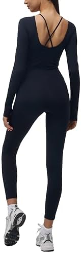 LOVESOFT Womens Long Sleeve Yoga Jumpsuit - Workout Romper Bodycon One Piece Unitard